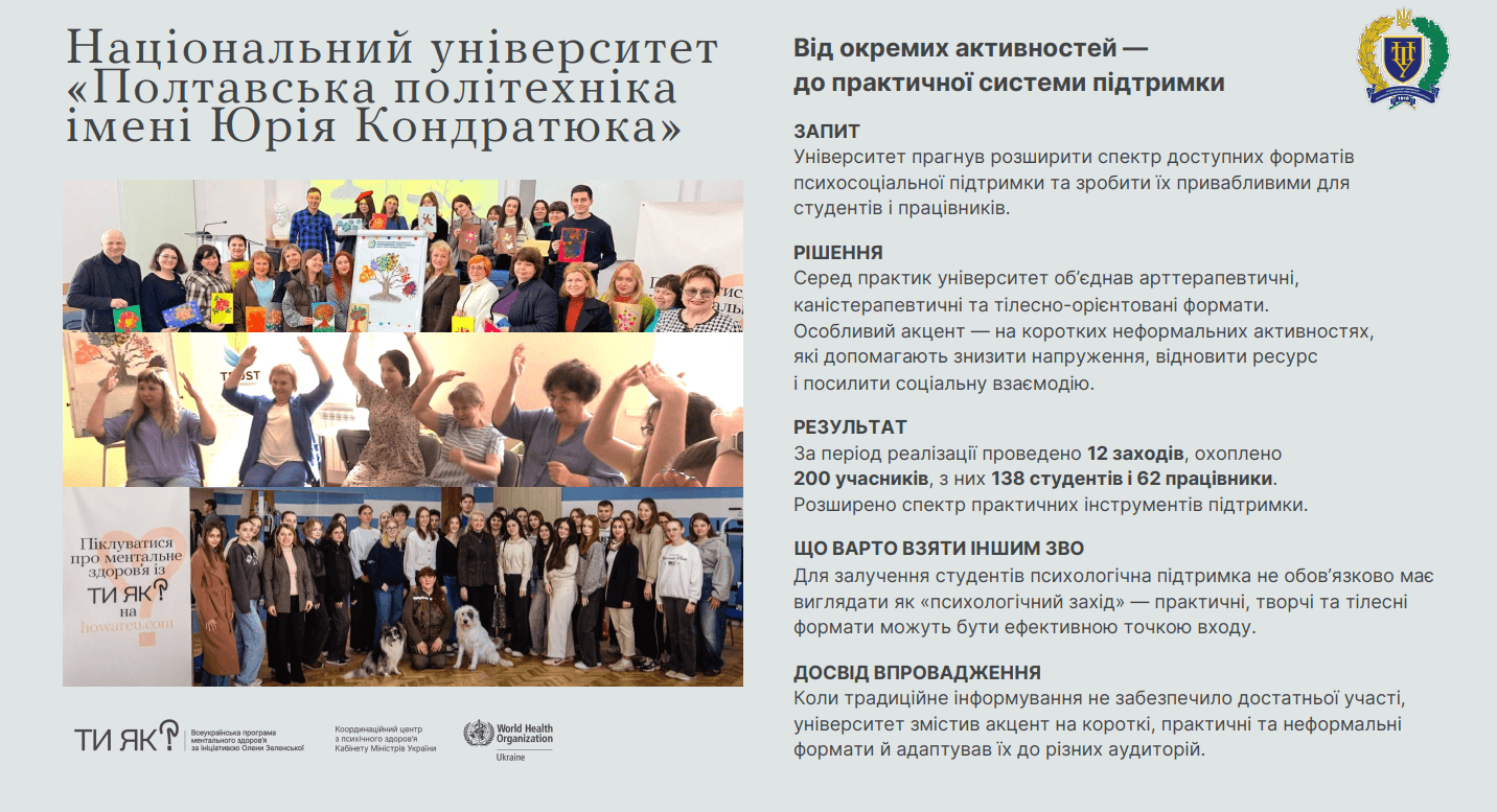 Практики Полтавської політехніки увійшли до оновленого Дайджесту кращих практик спільноти університетів «Ти як?»